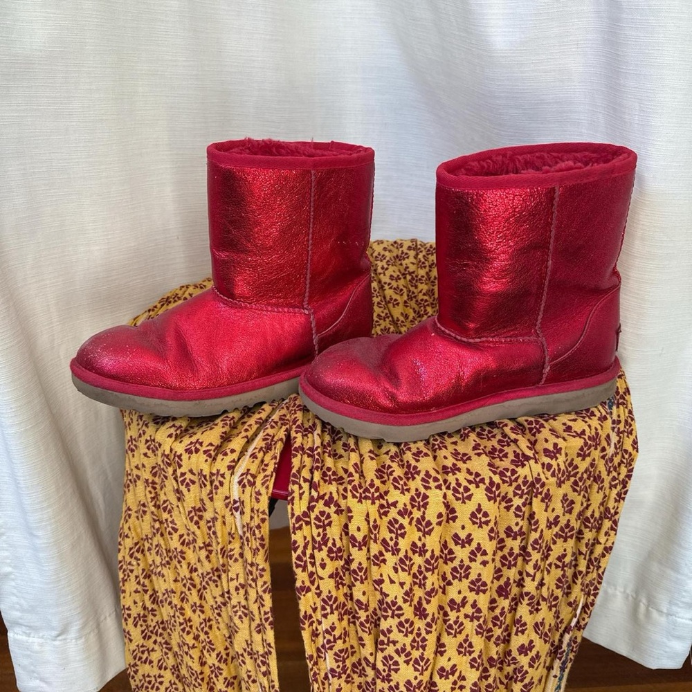 UGG Metallic Red Ankle Boots